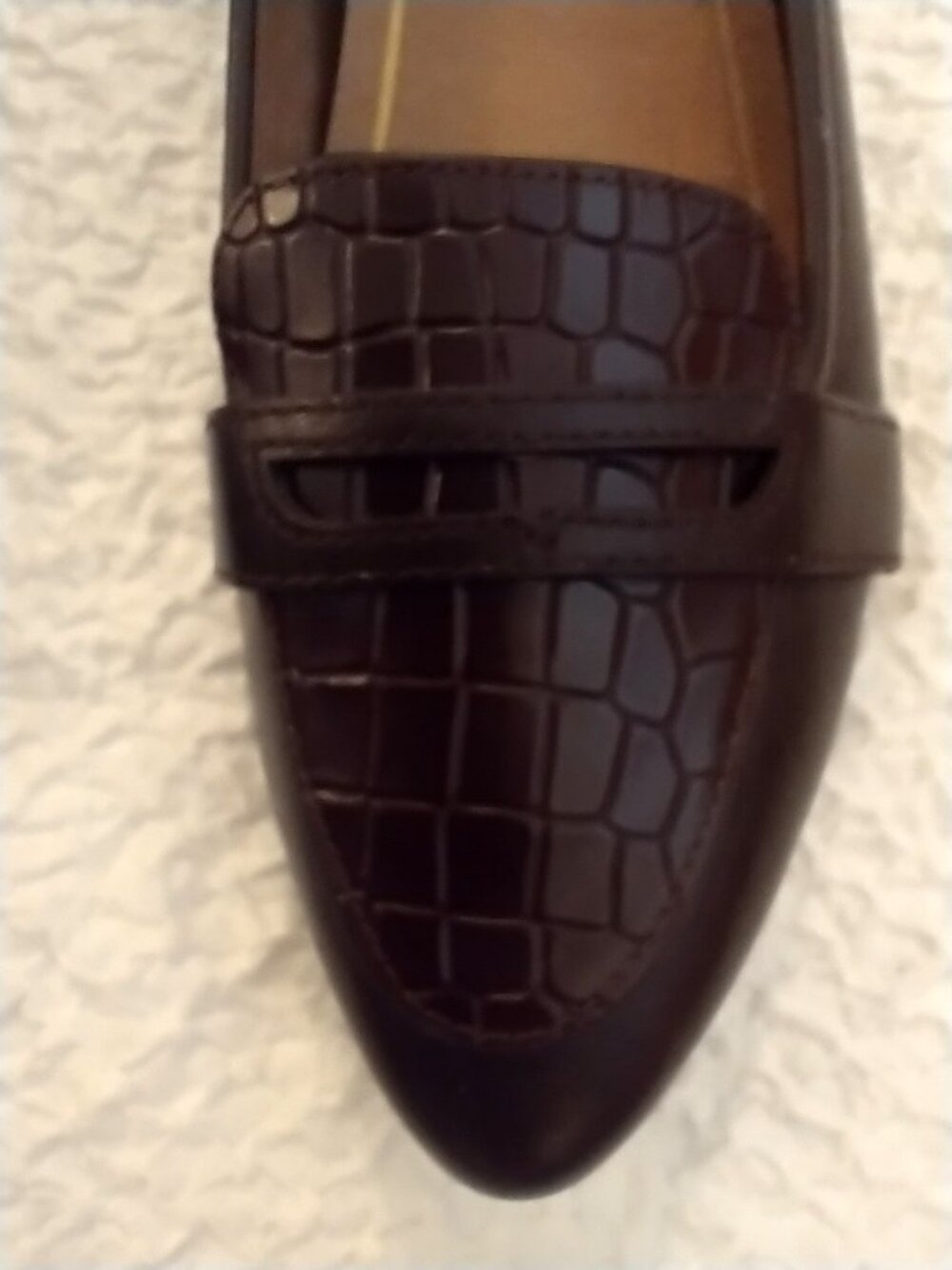 Vionic Savannah Leather Croc Print Loafers Arch Support Brown Pointed Toe - 7.5M - Picture 3 of 9